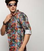 men's long sleeves typography multi shirt