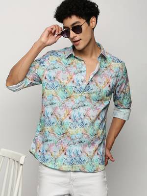 men's long sleeves ethnic motifs multi shirt 1