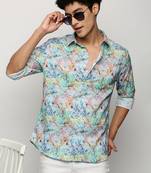 men's long sleeves ethnic motifs multi shirt