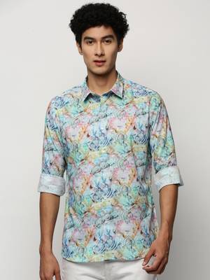 men's long sleeves ethnic motifs multi shirt 2