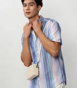 men's short sleeves vertical stripes multi shirt