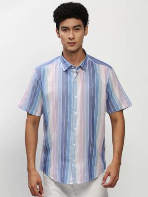 men's short sleeves vertical stripes multi shirt 2
