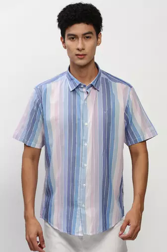 men's short sleeves vertical stripes multi shirt