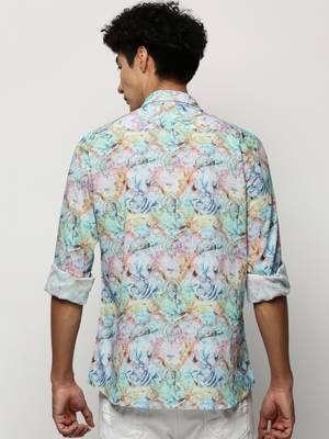 men's long sleeves ethnic motifs multi shirt 4
