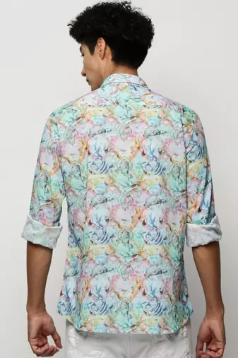 men's long sleeves ethnic motifs multi shirt
