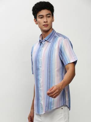 men's short sleeves vertical stripes multi shirt 3