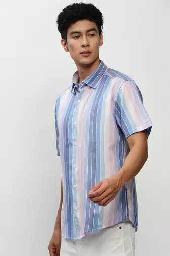 men's short sleeves vertical stripes multi shirt