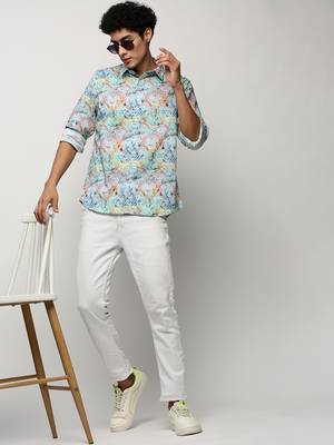 men's long sleeves ethnic motifs multi shirt 5
