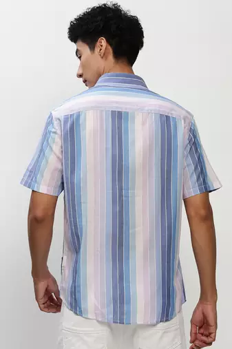 men's short sleeves vertical stripes multi shirt