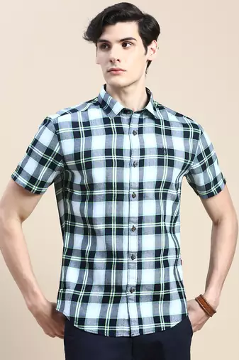 Showoff men's short sleeves tartan checks multi shirt