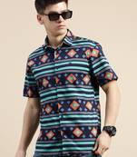 men's short sleeves geometric multi shirt