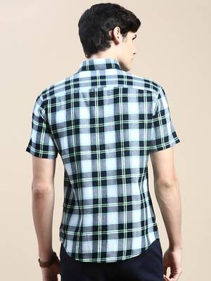 Showoff men's short sleeves tartan checks multi shirt 4