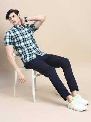 Showoff men's short sleeves tartan checks multi shirt 5