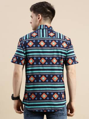 men's short sleeves geometric multi shirt 4