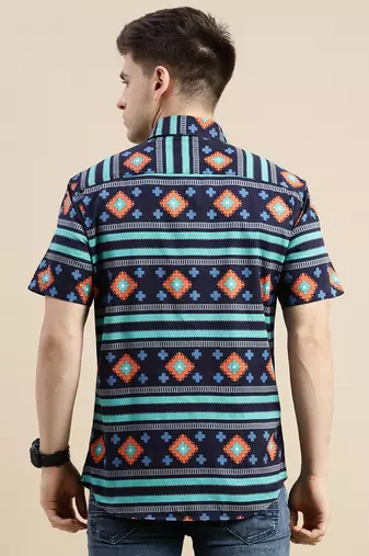 men's short sleeves geometric multi shirt