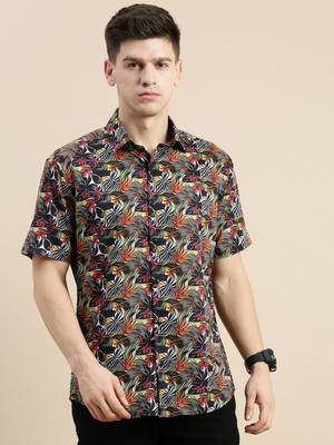 men's short sleeves floral multi shirt 2