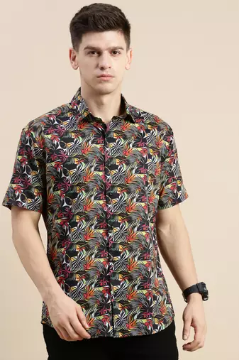 men's short sleeves floral multi shirt