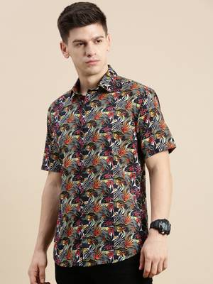 men's short sleeves floral multi shirt 3