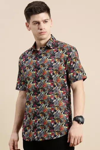 men's short sleeves floral multi shirt