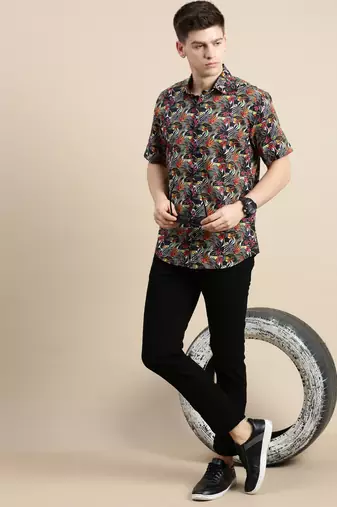 men's short sleeves floral multi shirt
