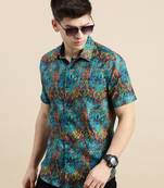 Showoff men's short sleeves abstract multi shirt