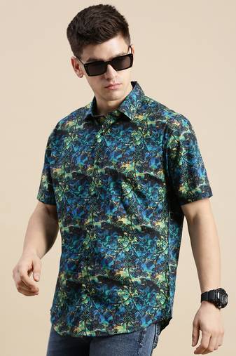 men's short sleeves abstract multi shirt