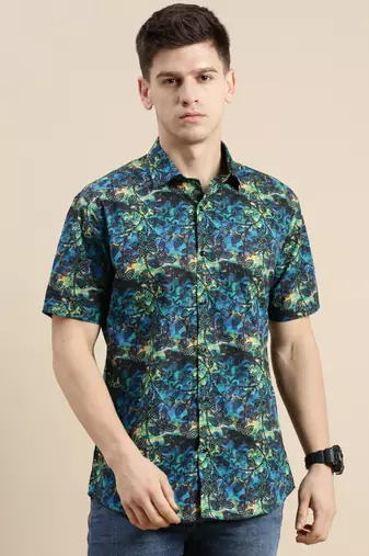 men's short sleeves abstract multi shirt