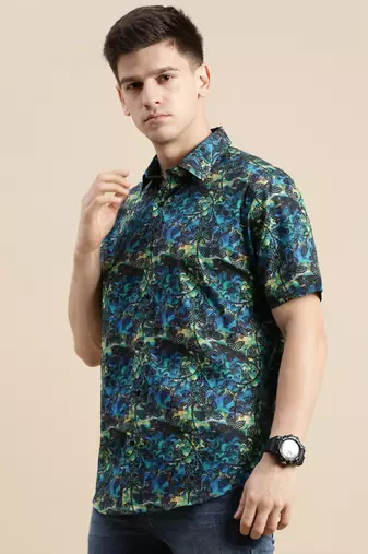 men's short sleeves abstract multi shirt