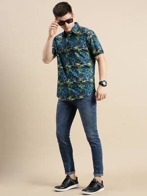 men's short sleeves abstract multi shirt 5