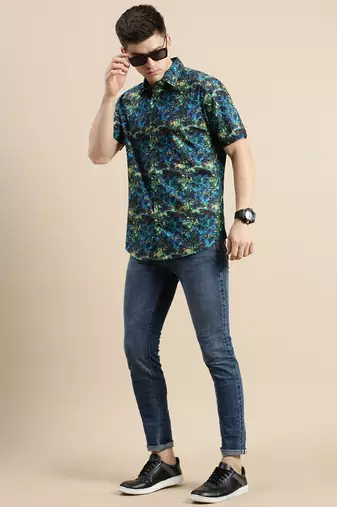 men's short sleeves abstract multi shirt