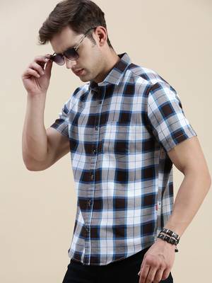 men's short sleeves tartan checks multi shirt 1