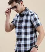 men's short sleeves tartan checks multi shirt