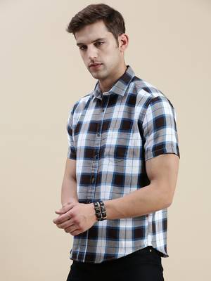 men's short sleeves tartan checks multi shirt 3