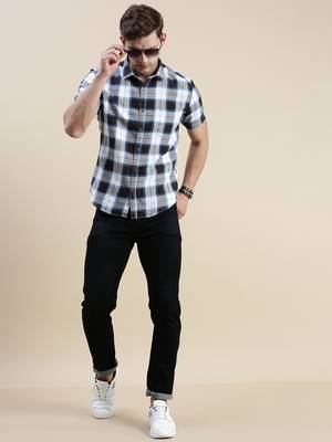 men's short sleeves tartan checks multi shirt 5