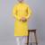 Men yellow printed cotton kurta pajama