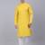 Men yellow printed cotton kurta pajama