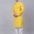 Men yellow printed cotton kurta pajama
