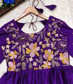 Women's designer chinnon silk hand work gown kurta for women girls