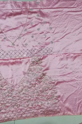 WOMEN'S BABY PINK MALAI SILK SATIN EMBROIDERED BEAUTIFUL PARTY WEAR LEHENGA CHOLI