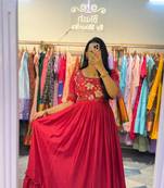 Women's designer chinnon silk hand work gown kurta for women girls