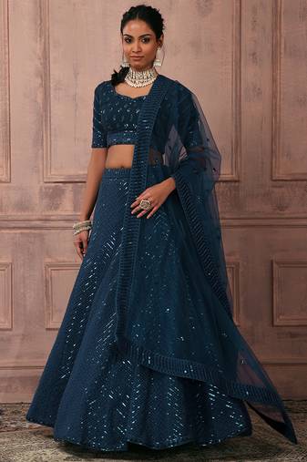 Teal Reception Lehenga Choli for Women
