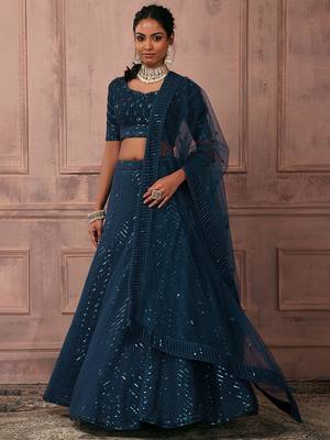 teal lehenga set choli with dupatta for women 1