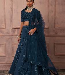 teal lehenga set choli with dupatta for women