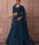 Teal Reception Lehenga Choli for Women