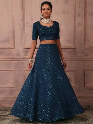 teal lehenga set choli with dupatta for women 3