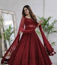  maroon sequins georgette lehenga set choli with dupatta with dupatta