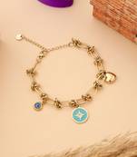 Gold Plated Bracelet With Heart And Evil Eye