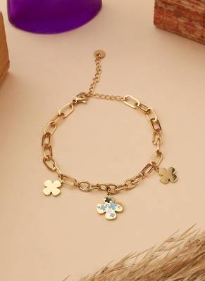 Contemporary Gold Floral Bracelet 1