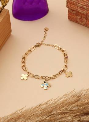Contemporary Gold Floral Bracelet 2