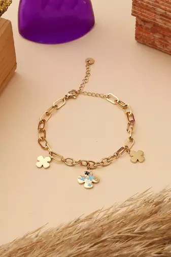 Contemporary Gold Floral Bracelet